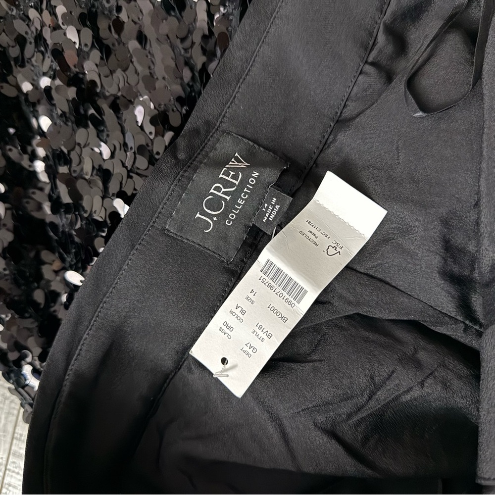 NWT J.Crew Collection Ingrid in Black Sequin High Rise Wide Leg Pants Size 14 - Picture 5 of 5